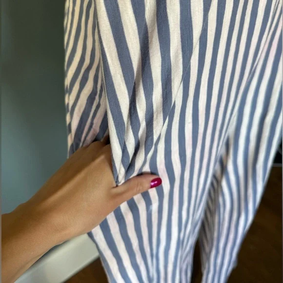 Natural by Known Supply‎ Blue Stripe Remy Jumpsuit sz large - Picture 5 of 10